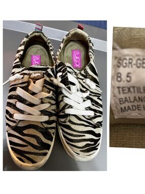 Sugar Zebra Print Canvas Sneakers - Black/Tan Size 8.5